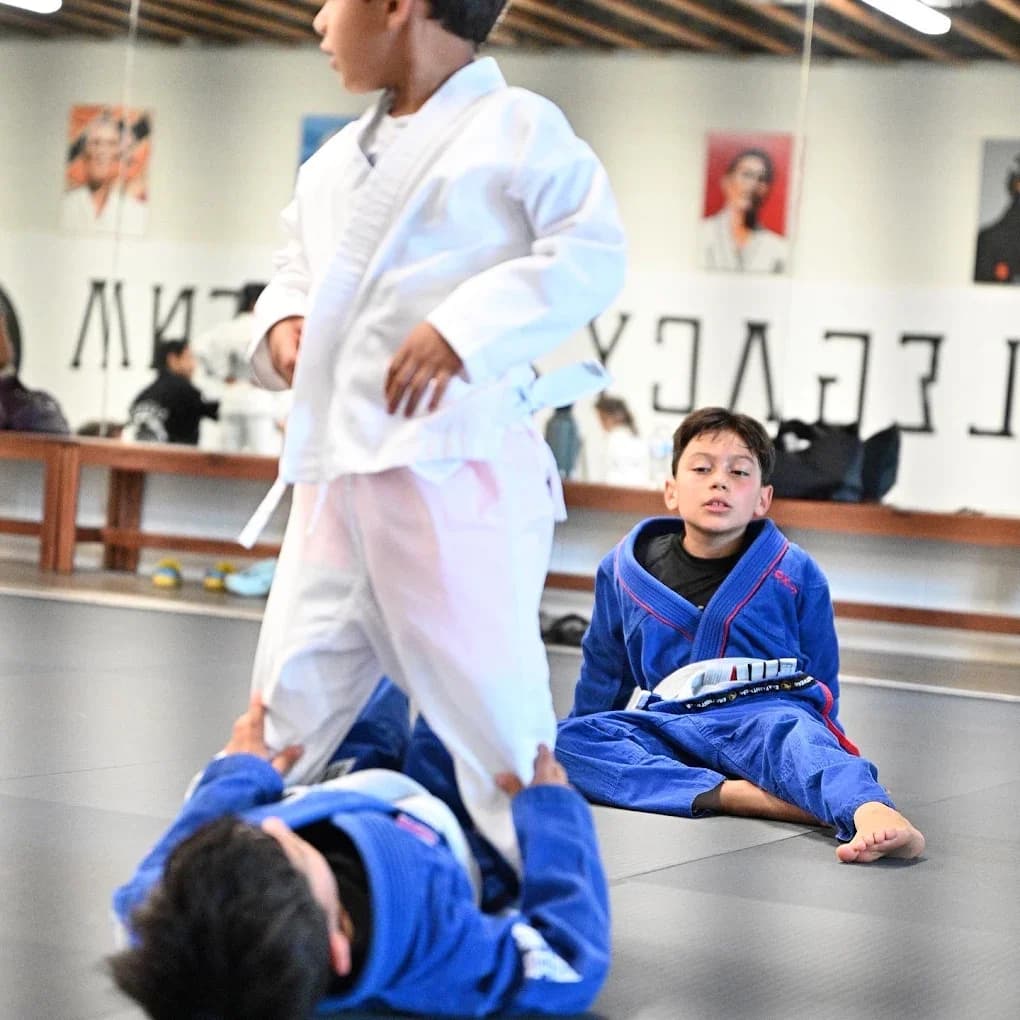 Kids having fun in martial arts class